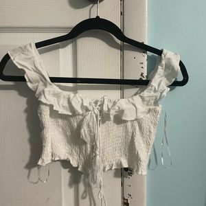 Off The Shoulder Cropped White Top